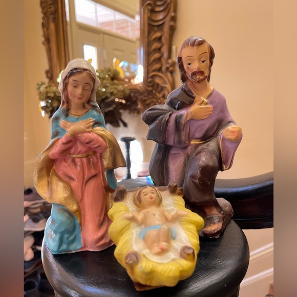 LARGE Vintage Christmas Nativity Italy Paper Mache Figurine Holy Family - Picture 1 of 15